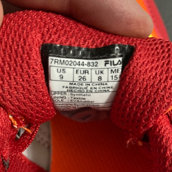 Fila Cress Color Block Vibrant Red and Neon Orange Sneakers - Picture 7 of 7